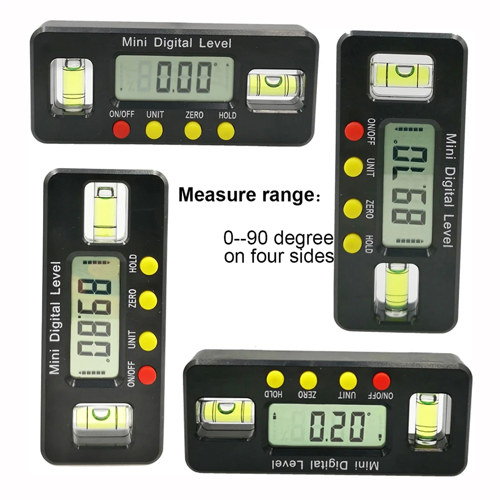 100mm  digital protractor Angle Finder inclinometer electronic level box with magnetics angle measuring carpenter tool