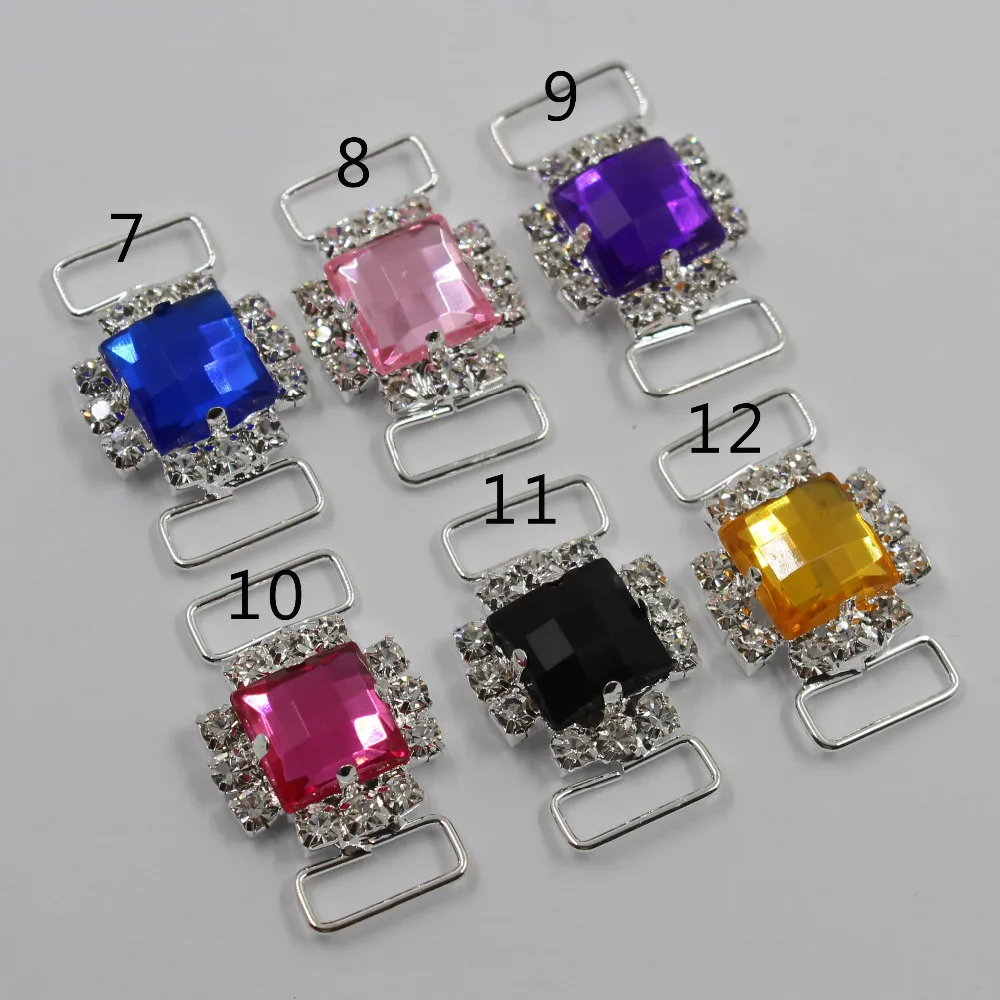 New 10pc Color Crystal Rhinestone Bikini Connectors Buckle Metal BrassChain Swimsuit Decorative Trinket Backpack Buckles