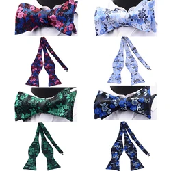 RBOCOTT Floral Self Tie Bow Tie Men's Silk Jacquard Woven Self Bowtie Fashion Red Blue Green Color For Men Wedding Accessories