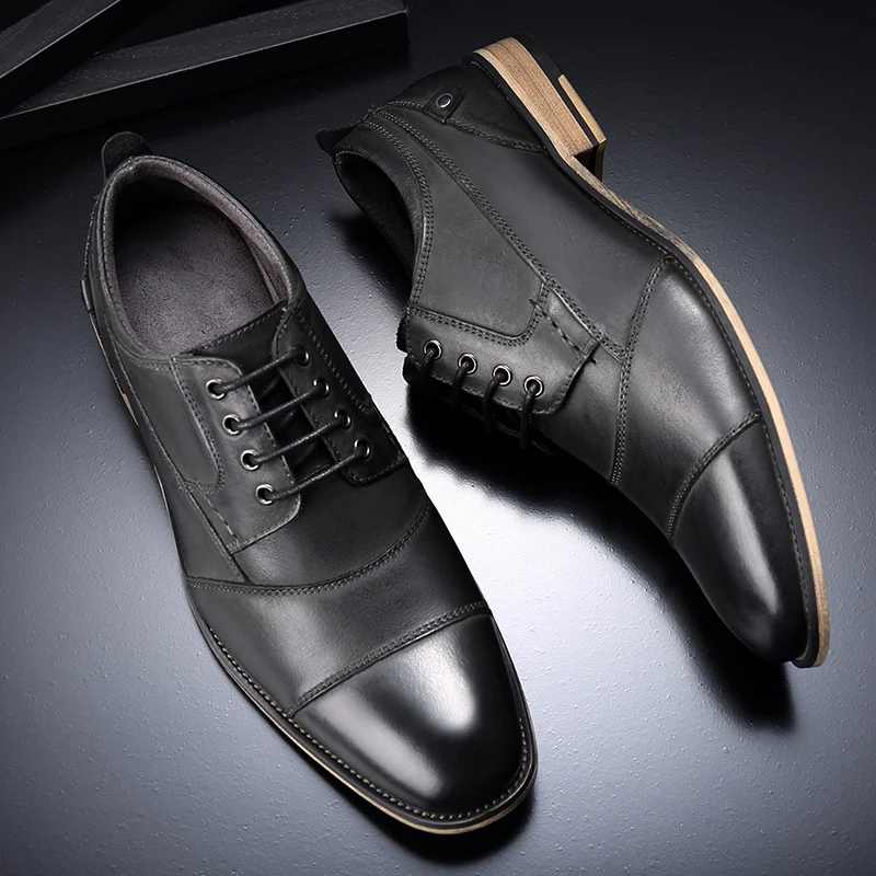 2022 Spring New Men\'s Business Dress Shoes Genuine Leather England Fashion Casual Oxfords Shoes Classic Three Colors Size 7.5-13