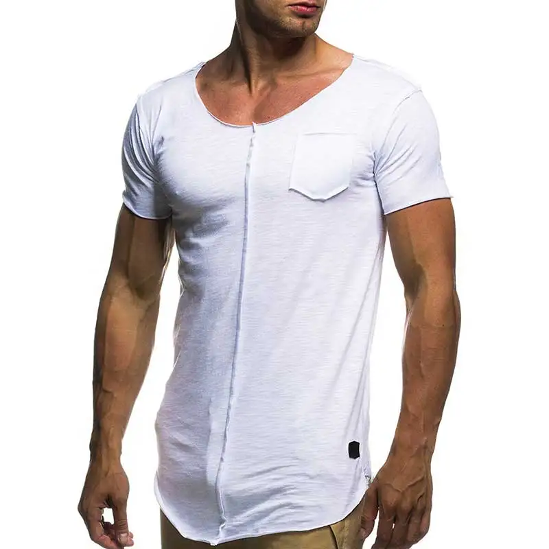 2023 Fashion Men\'s Patchwork Tshirt Solid Short Sleeve T Shirt Spring Summer Casual Men\'s O Neck Slim T-Shirts Tops Tees MY071