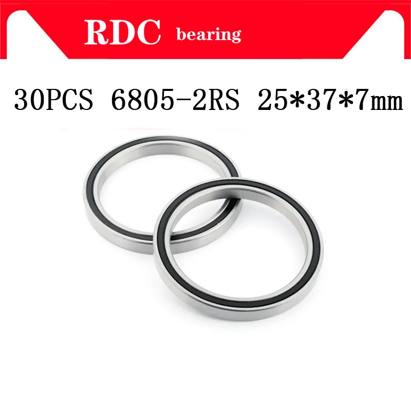 

Free Shipping 30PCS ABEC-5 6805-2RS High quality 6805RS 6805 2RS RS 25x37x7 mm Thin Wall Rubber seal Deep Groove Ball Bearing