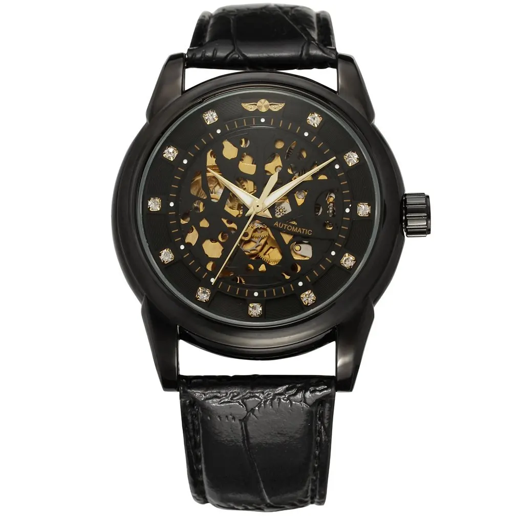 

2019 Winner Top Brand Luxury Fashion Genuine Leather Waterproof Men Mechanical Clocks Skeleton Hand Wind Watch Dress Wristwatch