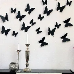 Pegatinas de pared de mariposa 3D de PVC, póster de decoración del hogar para cocina y habitación, adhesivo para decoración, 24 unidades por lote