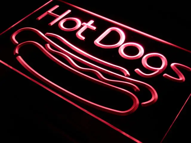 i519 Hot Dog Dogs Cafe Lounge Lure LED Neon Light Light Signs On/Off Swtich 20+ Colors 5 Sizes