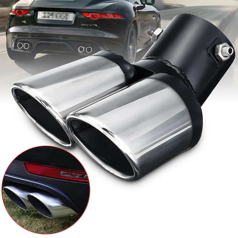 

2.44inch Car Rear Dual-outlet Exhaust Trim Tips Muffler Pipe Chrome Modified 62mm Tail Stainless Steel Silencer System