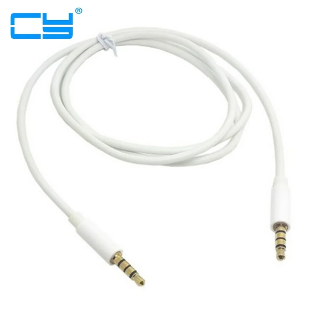 

3.5mm Male to 3.5mm Male 4 Pos. Cable for Car Audio stereo AUX Lin in 100cm 1m 3ft White