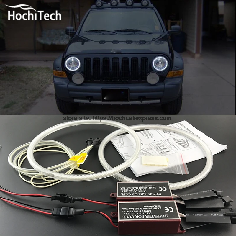 HochiTech ccfl angel eyes kit white 6000k ccfl rings headlight for Jeep Liberty KJ 2000 2001 2002 2003 2004 2005 2006 2007