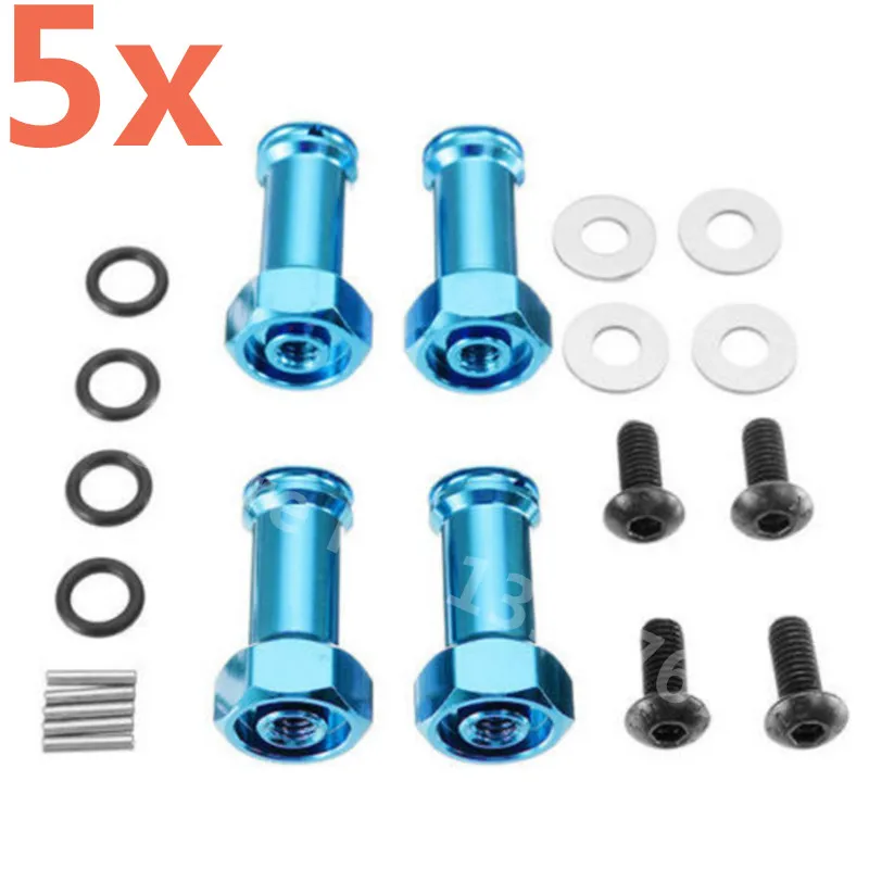 5 Sets RC Car WLtoys A949 A969 A979 Upgrade Part Aluminum Alloy 12MM Hex Drive 24MM Extension Adapter For RC 1/18 Scale Models