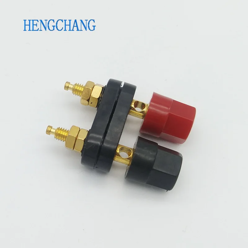 Banana socket Couple Terminals Dual Output 4mm Banana Socket Double Hexagon Binding Post Red Black Connector 1Pcs