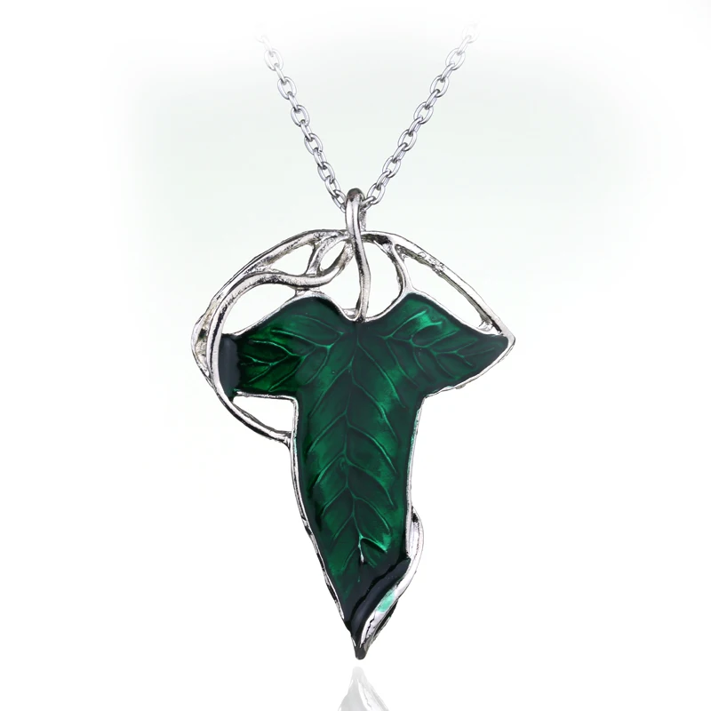 dongsheng The Elven Leaf Arwen Evenstar Alloy Pendant Movie Jewelry Lord of The Elves Aragorn Green Leaves Gift For Man Woman