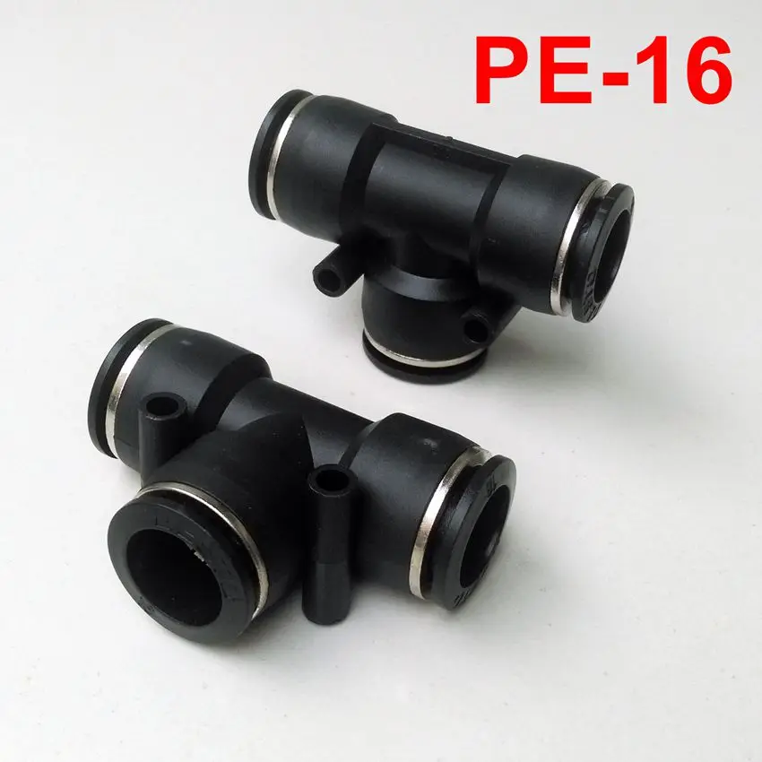 High Quality Pneumatic Fitting 5pcs/lot  Pneumatic Air Fitting 16mm to 16mm to 16mm T Shape Quick Fitting Connector PE16