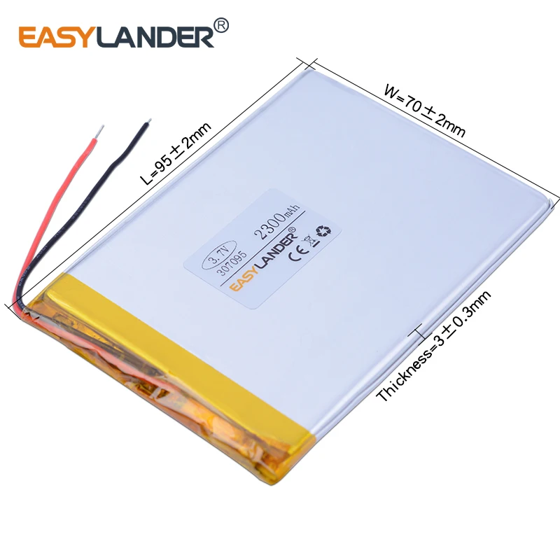 Baterai polimer Lithium Li-ion isi ulang 307095 3.7V 2300mAh