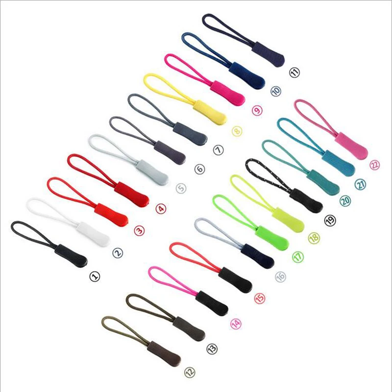 1000 pcs/lot Pack Zipper Pull Cord Strap Fastener Colorful Camping Outdoor Backpack Gym Suit Garment Bag Parts Accessories