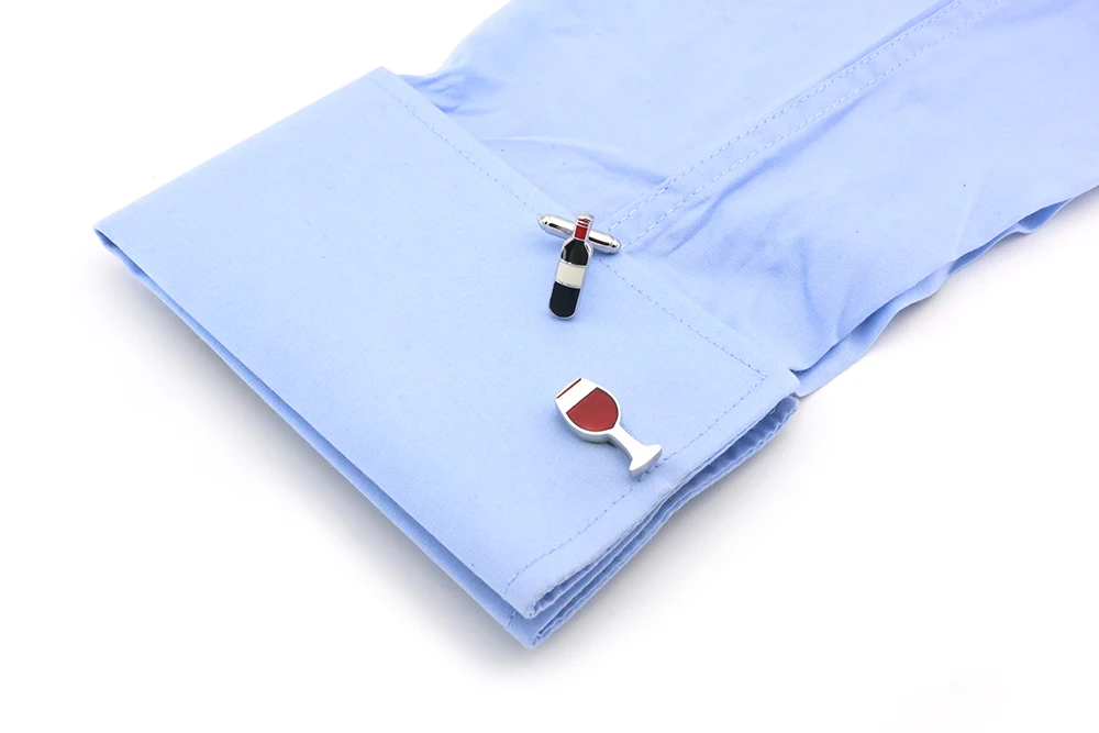 iGame Wine Bottle & Glass Cuff Links Red Color Quality Brass Material Novelty Red Wine Design Cufflinks Wholesale & Retail