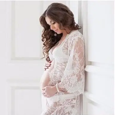 Fashion Lace Maternity Dresses White Maternity Photography Props Sexy Pregnant Dress Pregnancy Dress for Maternity Photo Props