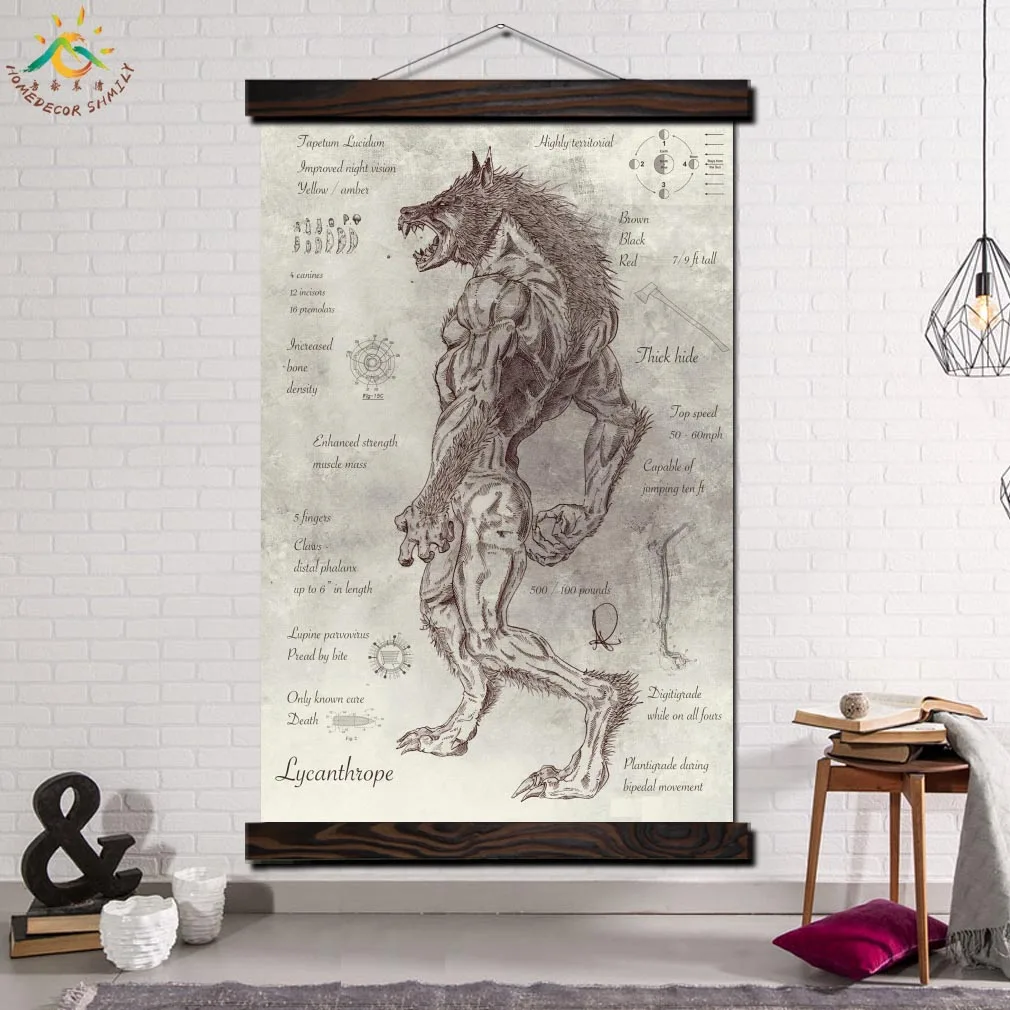 

Modern Art Wall Art Decor Posters and Prints Canvas Painting Home Decor Black and White Poster Decorative Picture Werewolf