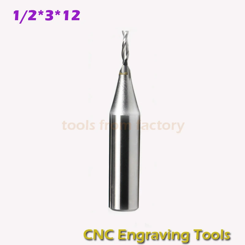 1pc 1/2*3*12 TCT CNC Engraving Tungsten steel tools milling cutter 2 Flute Spiral wooden cutter cutter 1/2 shank