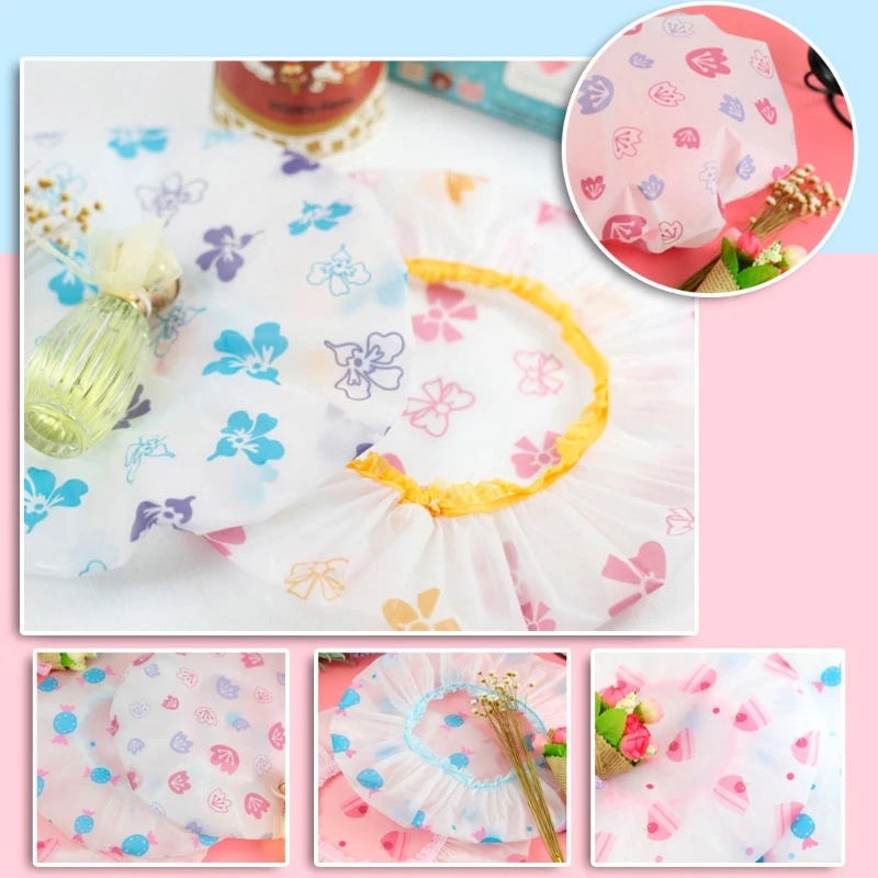 Waterproof Shower Cap Bath Plastic Hat Elastic Bathing Hair Headwear Lady Salon