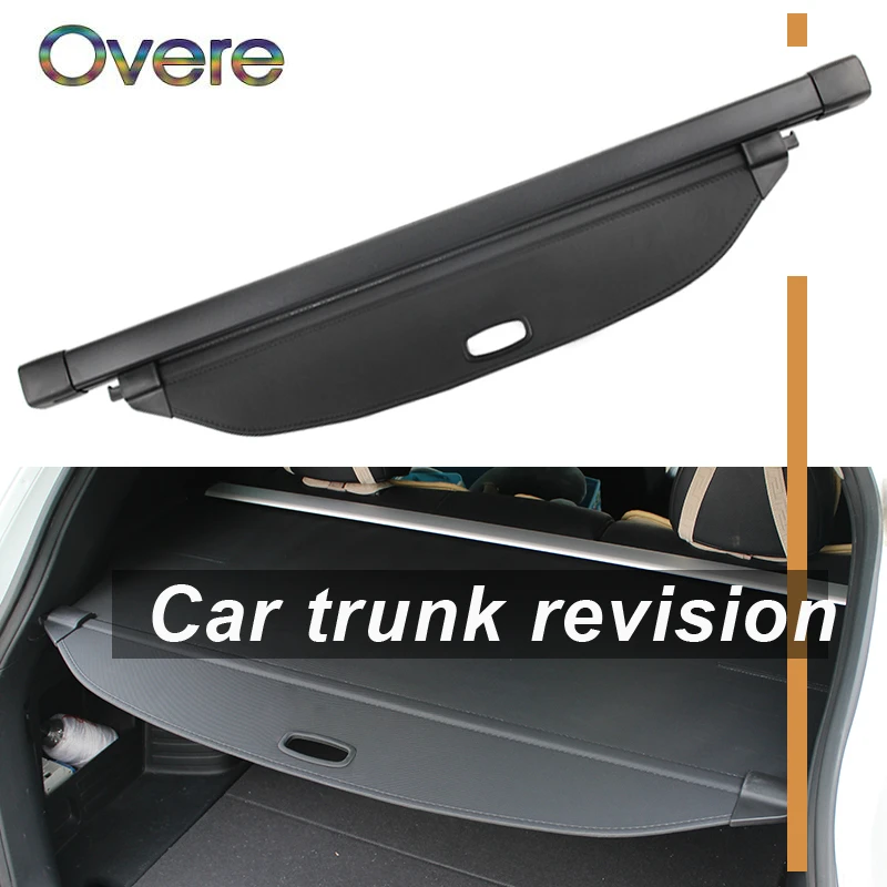 

OVERE 1Set Car Rear Trunk Cargo Cover For Hyundai Santa Fe 2017 2018 Car-styling Black Security Shield Shade Auto accessories