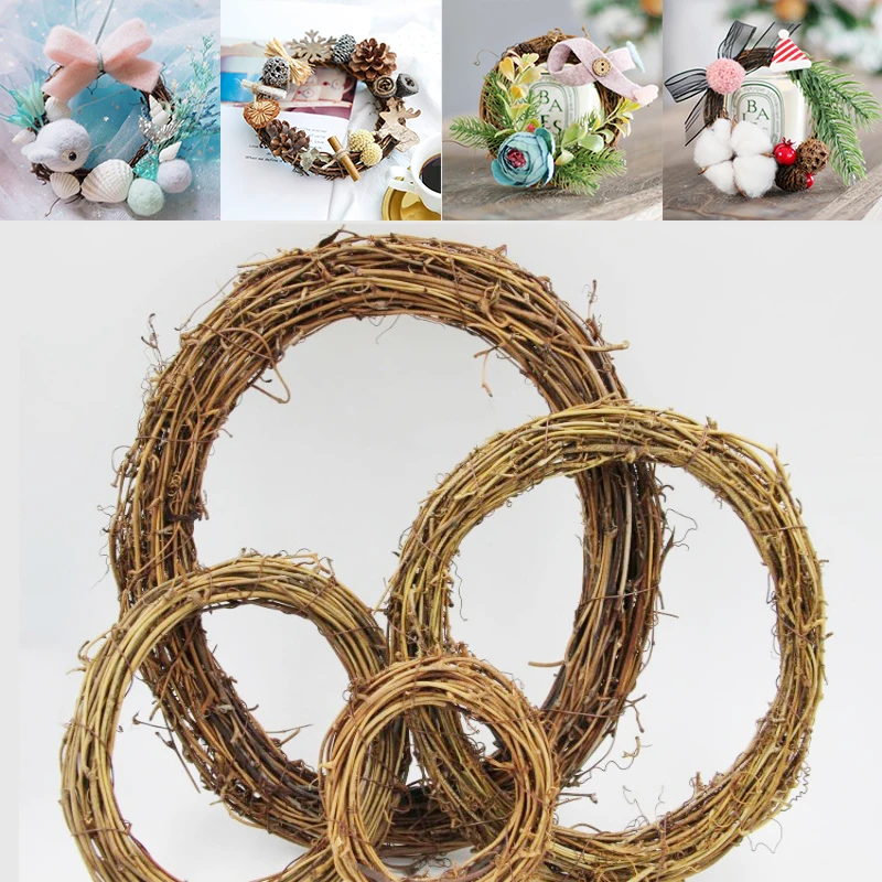 1pcs Easter Rattan Wreath Garland 10/15/20/25/30cm Party DIY Wreath Decoration For Wedding Easter Decorations Rattan Wreath