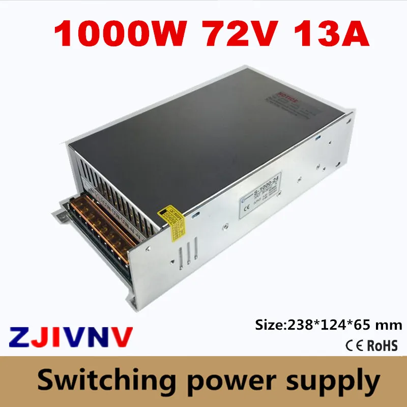 

1000W Switching Power Supply 72V 13A AC-DC input 200V~240V or 100v~130VAC For LED Strip light cnc cctv output 72vdc