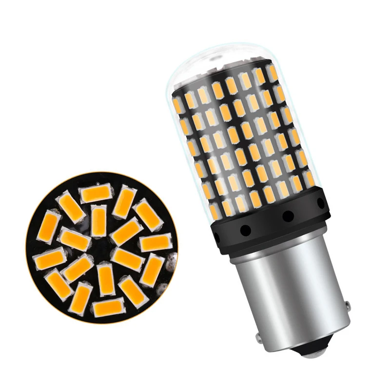 

100PCS Turn Signal Light 1156 BA15S BAU15S 7507 7440 LED No Hyper Flash Amber 144SMD T20 W21W Canbus Led Bulbs