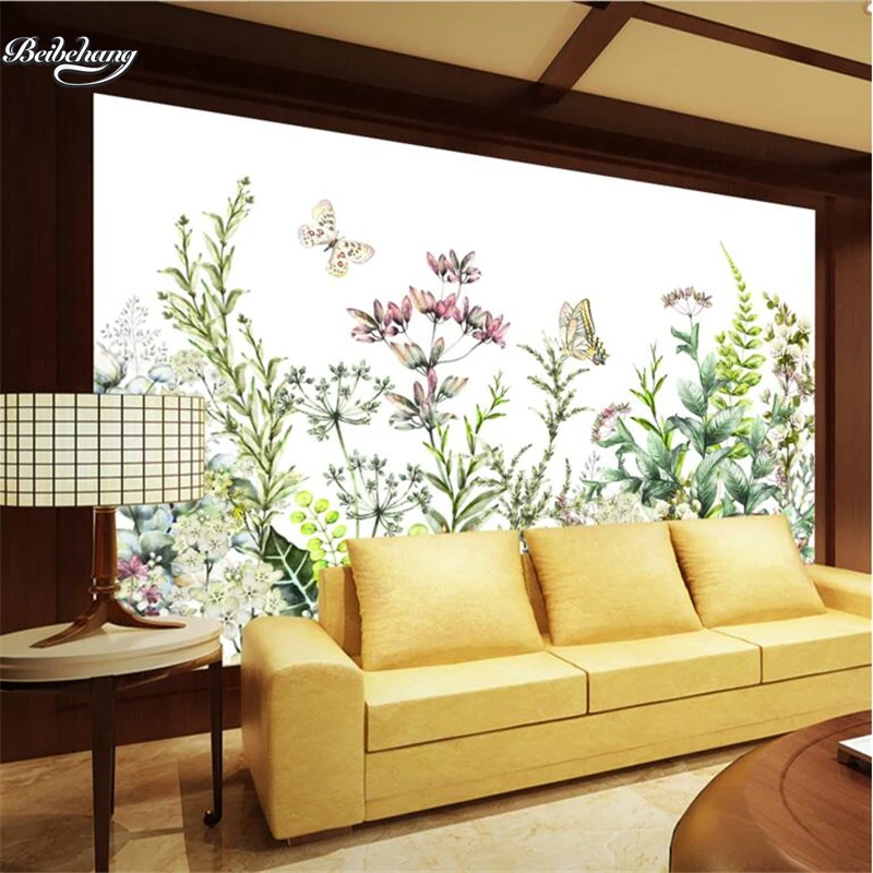 

wellyu Fresh and elegant hand-painted flowers background wall custom large-scale murals non-woven wallpaper