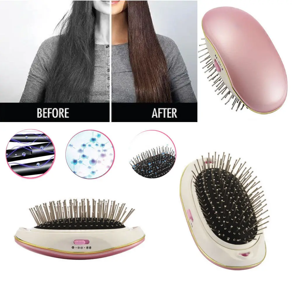 Portable Electric Ionic Hairbrush Takeout Mini Hair Brush Comb Massager  Perfect Straightening Style Small Iron Brush