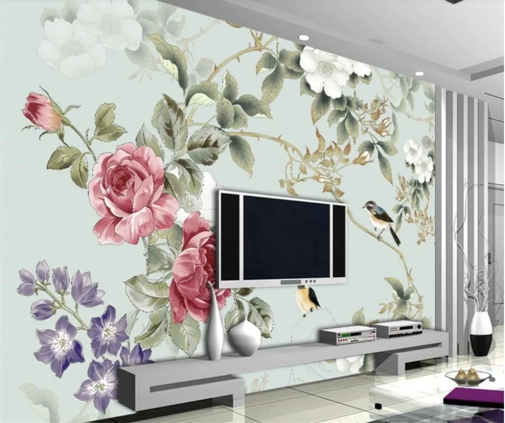 

beibehang Custom wallpaper large 3d hand painted flower photo murals living room background wall decoration picture 3d wallpaper