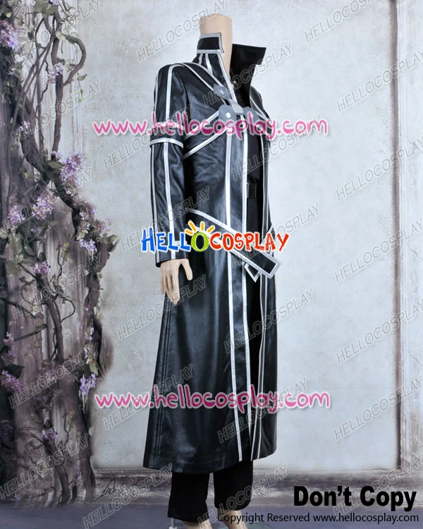 Sword Art Online Cosplay Kirito Kazuto Kirigaya Black Leather Uniform Costume New H008