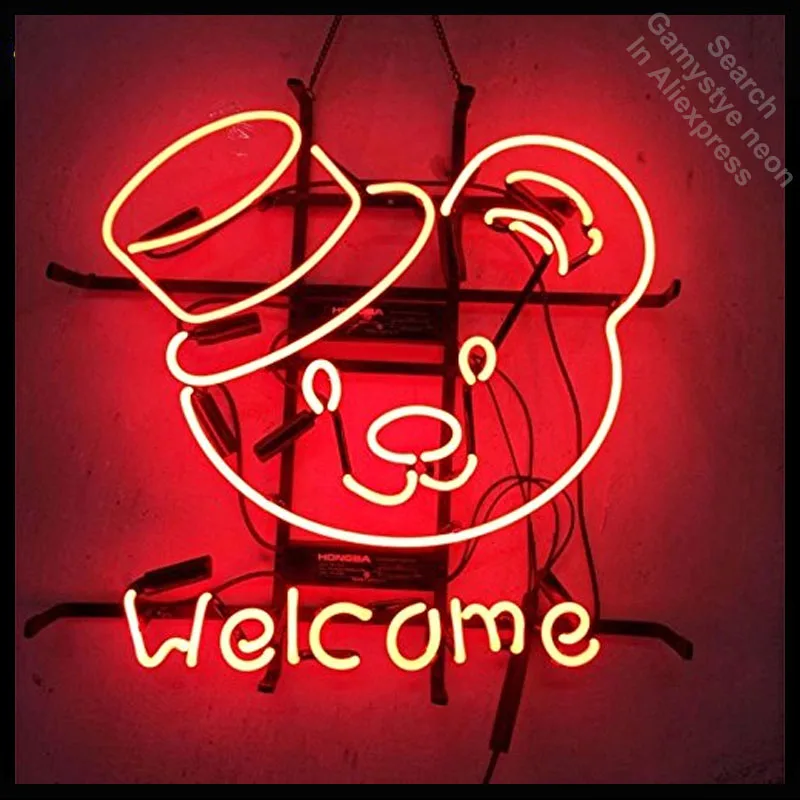 

Neon Sign Welcome Bear neon Light Sign Beer Bar Pub Sign Custom Brand Design Handcrafted Restaurant Hotel Neon signs for sale