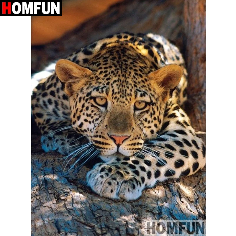 

HOMFUN Full Square/Round Drill 5D DIY Diamond Painting "Animal leopard" Embroidery Cross Stitch 5D Home Decor Gift A07800