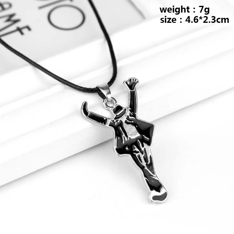 Classic Pop Star Singer MJ Necklace Dancing Michael Jackson Enamel Pendant Necklace For Fans Monumental Jewelry Accessories