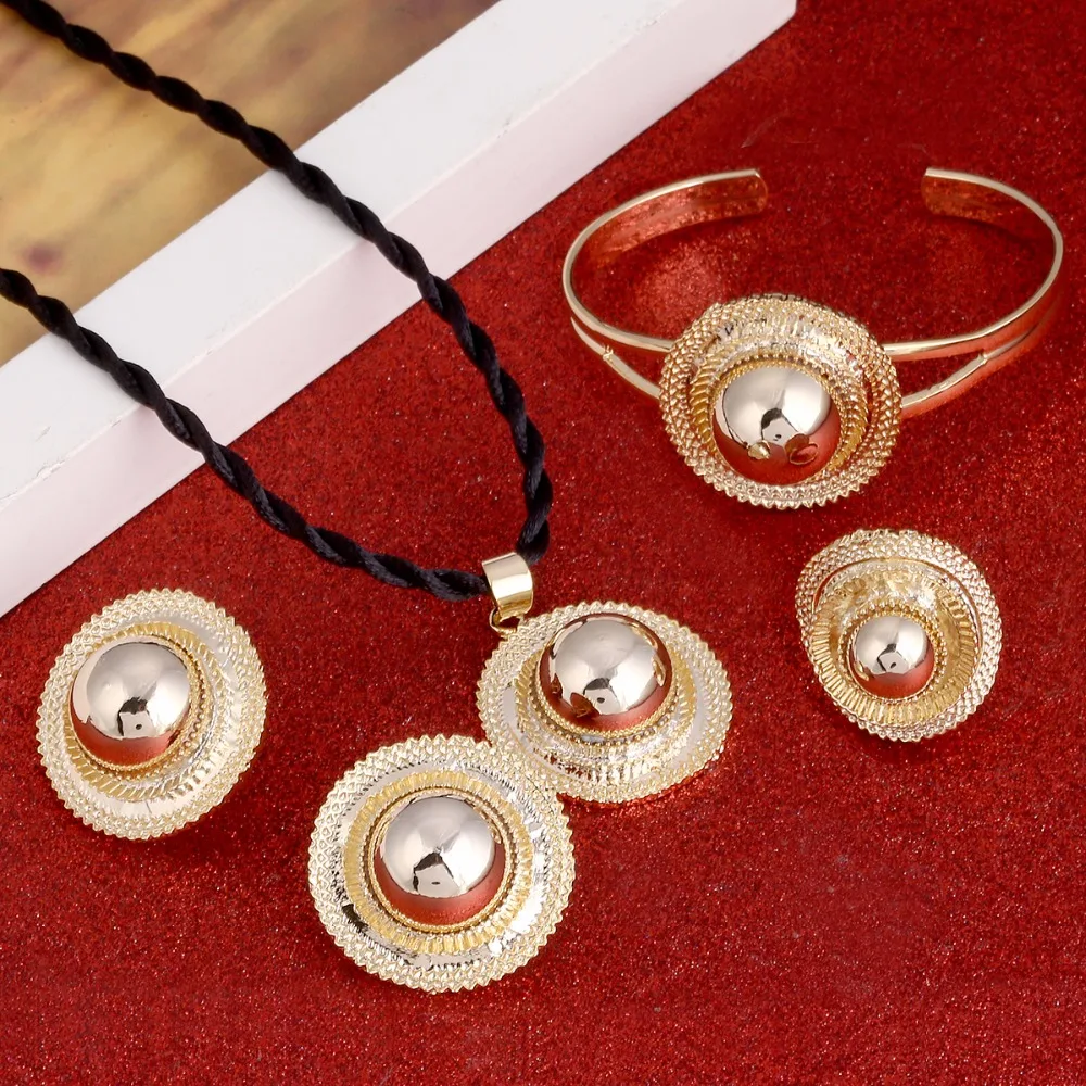 Gold Color Ethiopian Wedding Jewelry Sets Ethnic Habesha Traditional Festival Africa Women\'s Jewelry
