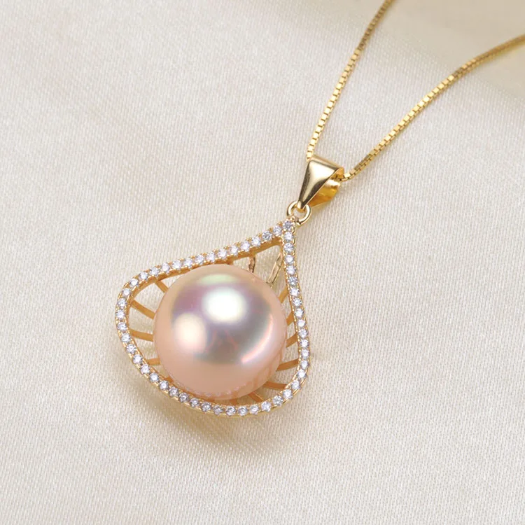 S925 Sterling Silver Shell Pearl Pendant Jewelry Findings Women DIY Pearl Pendant Holder Silver&Gold Color 3Pcs/Lot