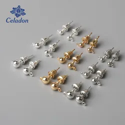 50 Sets Gold Silver Rhodium Plated Metal Stud Earring Plastic Ear Plugging Earring Back Stopper DIY Jewelry Making Accessories