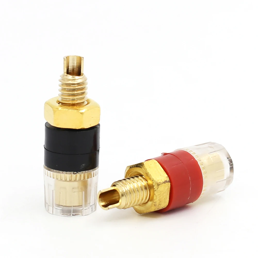 4Pcs Hi-End Brass Gold Plated Plug Terminal Binding Post Speaker Terminal Binding post hifi speaker teriminal Jack Plug