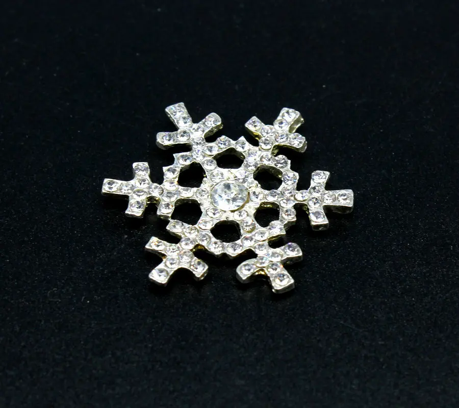 4pcs of Alloy Silver Tone Christmas Wintertime Rhinestone Pendant Snowflake Charm, Rhinestone Snowflakes