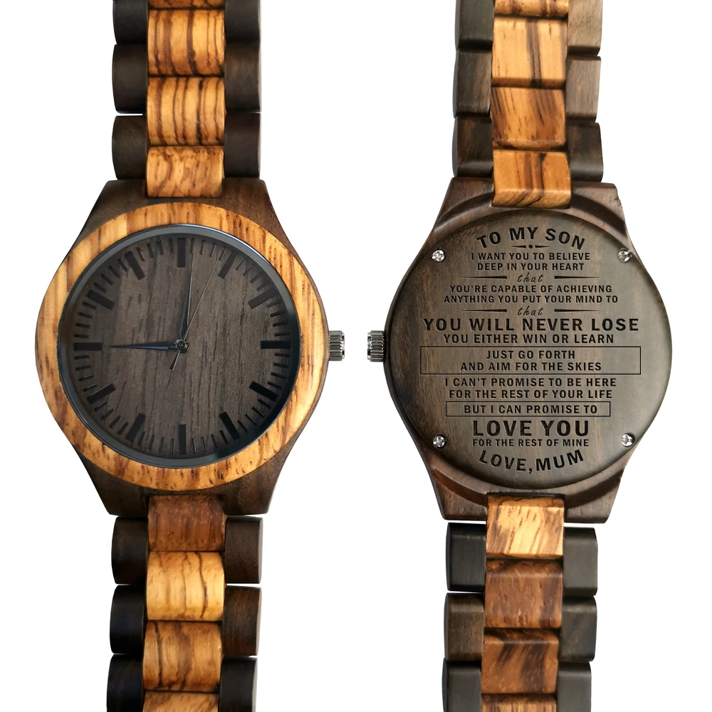 Wooden Watch Wood Watch Engraved Watch Mom To Son Believe Deep Capable Achieving Your Mind To Love Your Rest of Mine You Will Ne