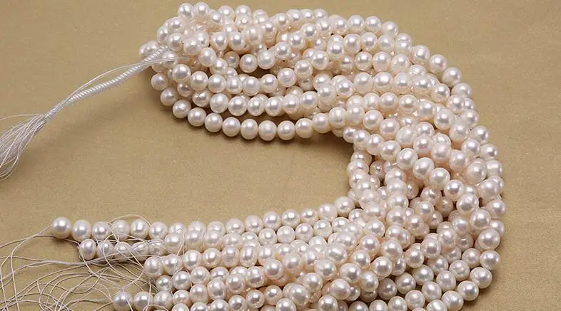 

Genuine pearl 9-10mm white freshwater pearl loose beads DIY gift one strands Hole Approx 1mm 37CM 15''