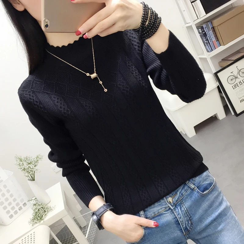 2024 NEW Winter Women Cashmere Sweater Half-high Collar Pullover Bottom Knit Sweater Short Style In Autumn And Winter Sweater