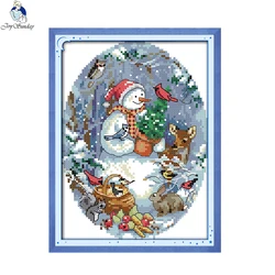 Gioia Domenica A Mano Needlework Contati Punto Croce Set Kit di Ricamo Il Snowmans Amici Modello Punto Croce Complementi Arredo Casa