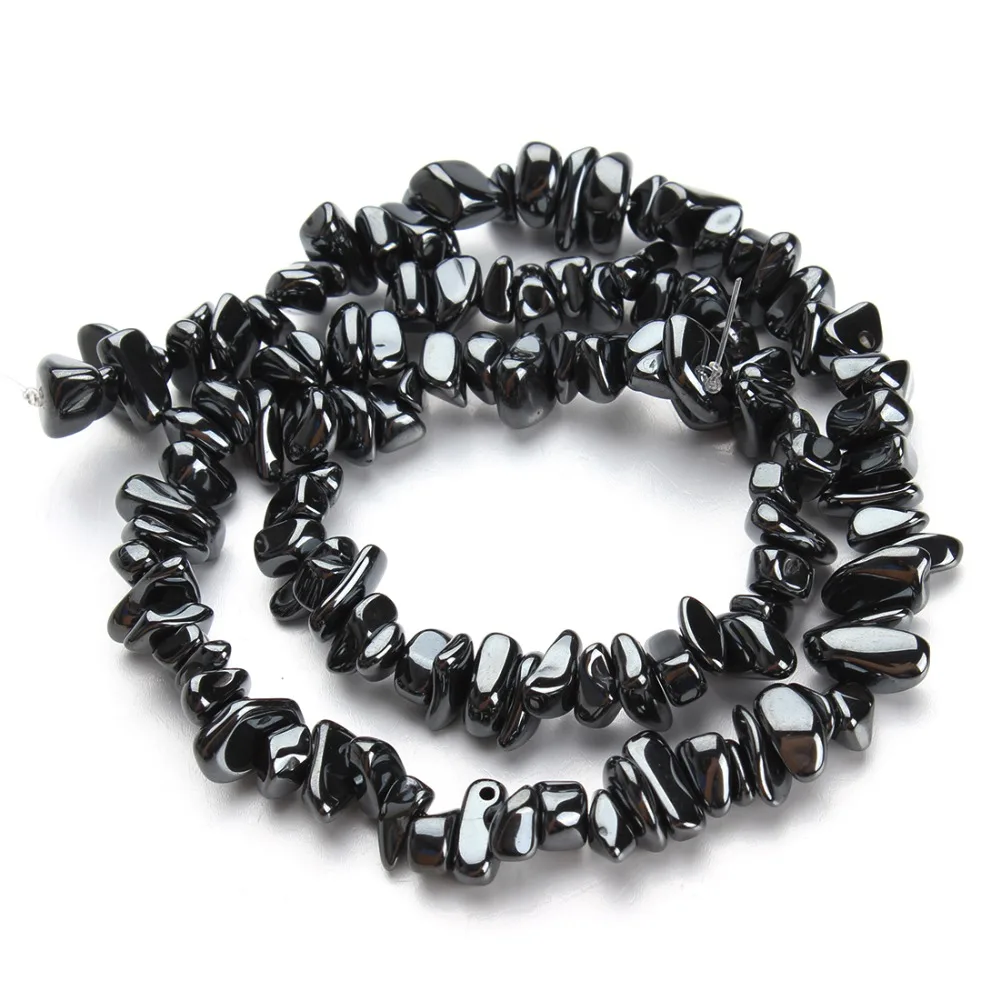 Lacoogh 1lot  5-10mm Fashion Natural Black Hematite Stone Double Hoel Irregular Loose Spacer Beads DIY Jewelry Wholesale