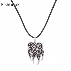 Fishhook Slavic God Warding Veles Bear Paw Lucky Knot Necklace Talisman Chain Amulet Viking Gift For Man Woman Pendant Jewelry