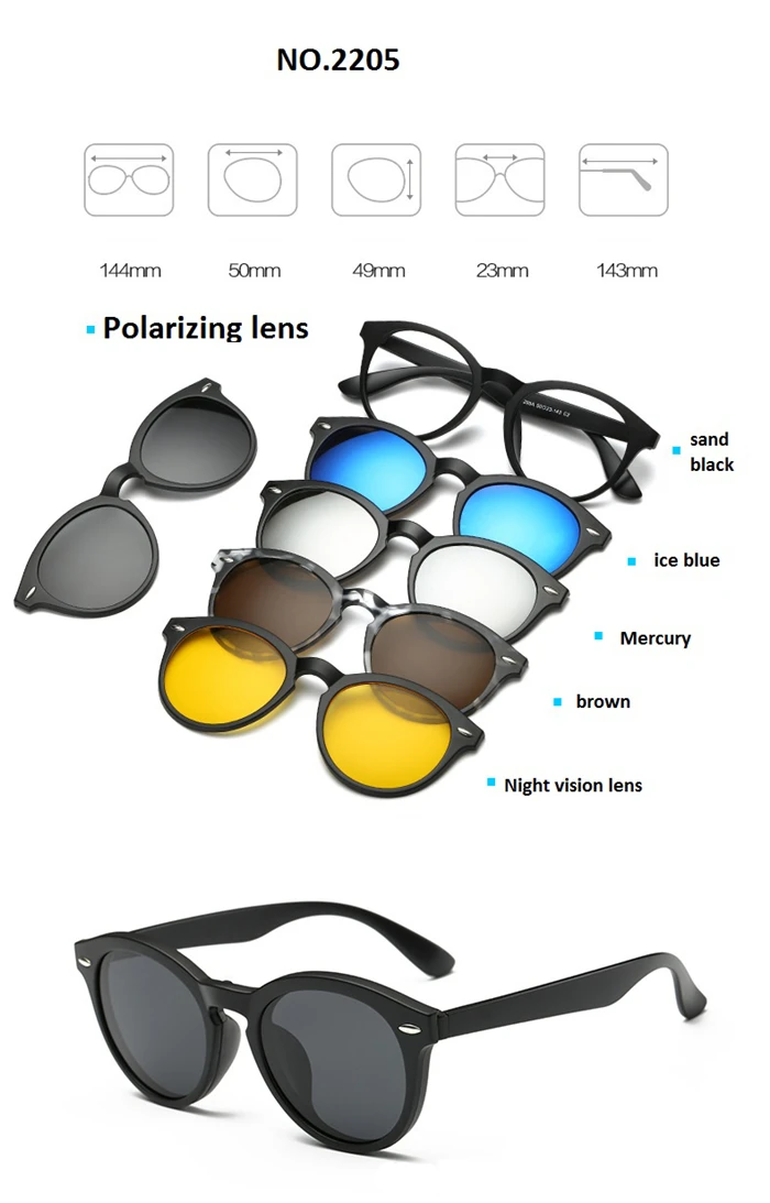 Retro 5 1 polarisierte Myopie Clip Sonnenbrille für Männer Frauen Blaulicht blockiert verschreibung pflicht ige Brillen Dioptrien 0-1-1/2 bis-1,5 – Detail 9