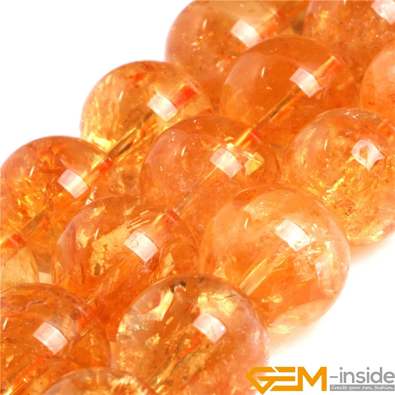 AAA Grade Round Genuine Yellow Citrines Stone Beads Strand 15\