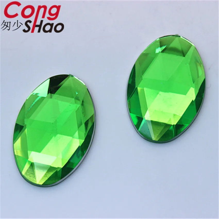 Cong Shao 50PCS 20*30mm Colorful Crystal Acrylic Oval Rhinestones Flatback Stone For Costume Button Crafts DIY Decoration YB319