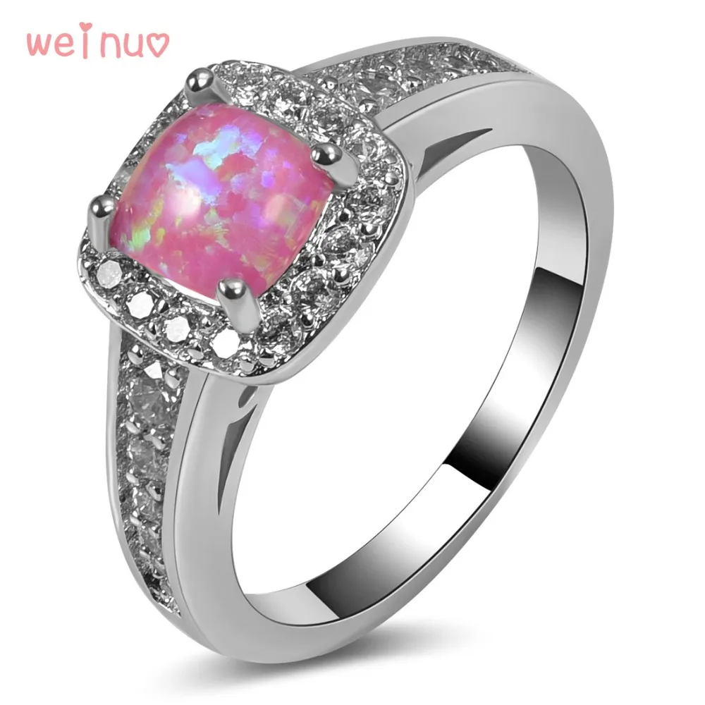 

Pink Opal White Crystal Ring 925 Sterling Silver Top Quality Fancy Jewelry Wedding Ring Size 5 6 7 8 9 10 11 A221