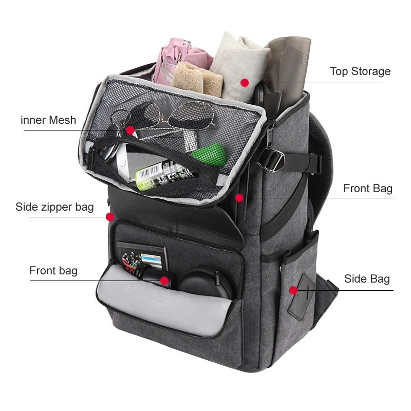 Eirmai Large Capacity Photography Shoulders Backpack Waterproof w Rain Cover fit 15inch Latop Drone for Camera DSIR Video Tripod